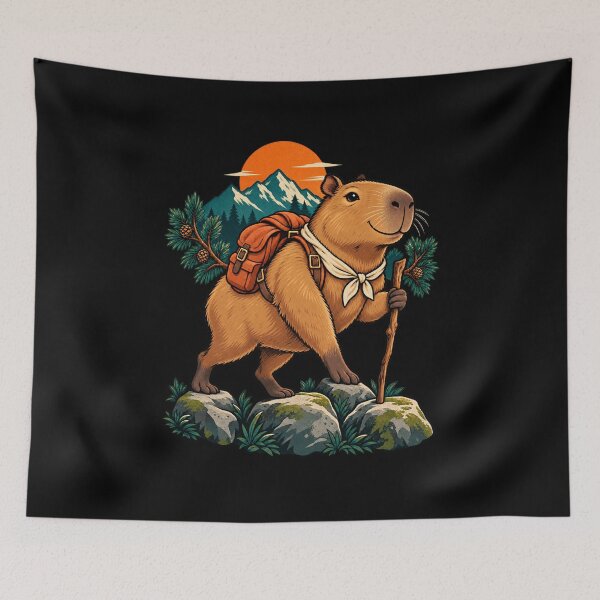 Item preview, Capybara Hiker on a Mountain Adventure designed and sold by JesterKrewArt.