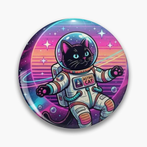 Item preview, Astro Cat Black Cat Astronaut Space Neon designed and sold by PrintforDesign.