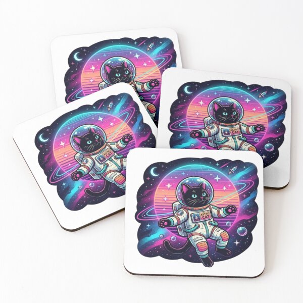 Item preview, Astro Cat Black Cat Astronaut Space Neon designed and sold by PrintforDesign.
