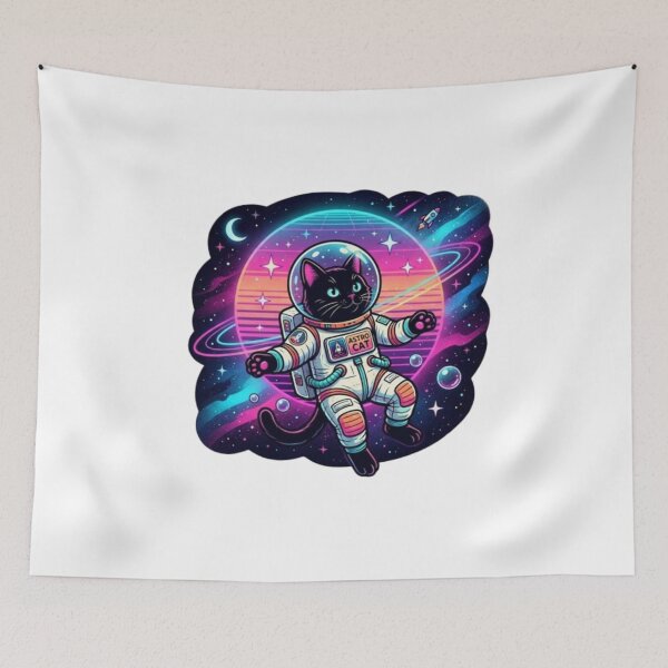 Item preview, Astro Cat Black Cat Astronaut Space Neon designed and sold by PrintforDesign.