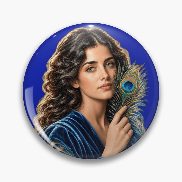 Item preview, Elegant Woman with Peacock Feather Portrait designed and sold by WarriorVision.