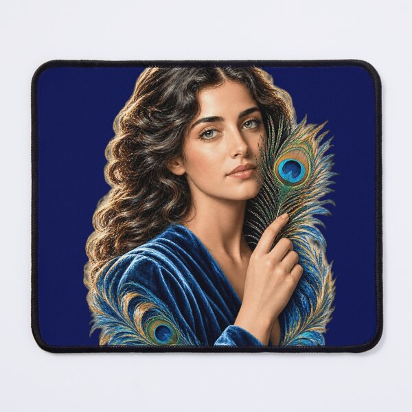 Item preview, Elegant Woman with Peacock Feather Portrait designed and sold by WarriorVision.