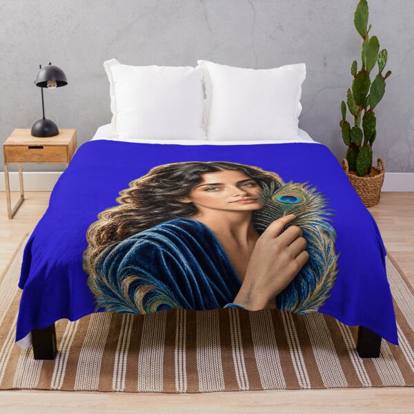 Item preview, Elegant Woman with Peacock Feather Portrait designed and sold by WarriorVision.