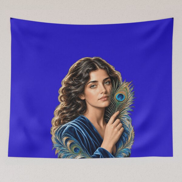 Item preview, Elegant Woman with Peacock Feather Portrait designed and sold by WarriorVision.