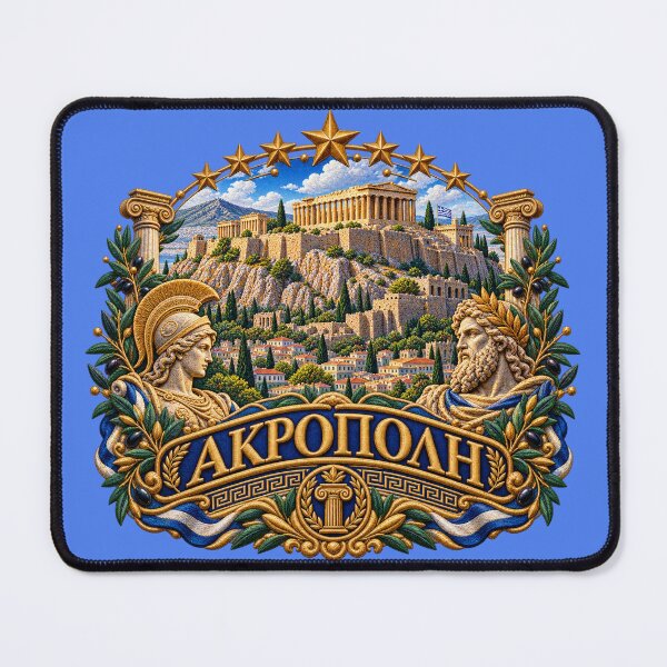 Item preview, Acropolis Athens Embroidery Art – Parthenon, Greek Mythology & Golden Stars designed and sold by Emoji Emblems.