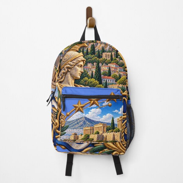 Item preview, Acropolis Athens Embroidery Art – Parthenon, Greek Mythology & Golden Stars designed and sold by Emoji Emblems.