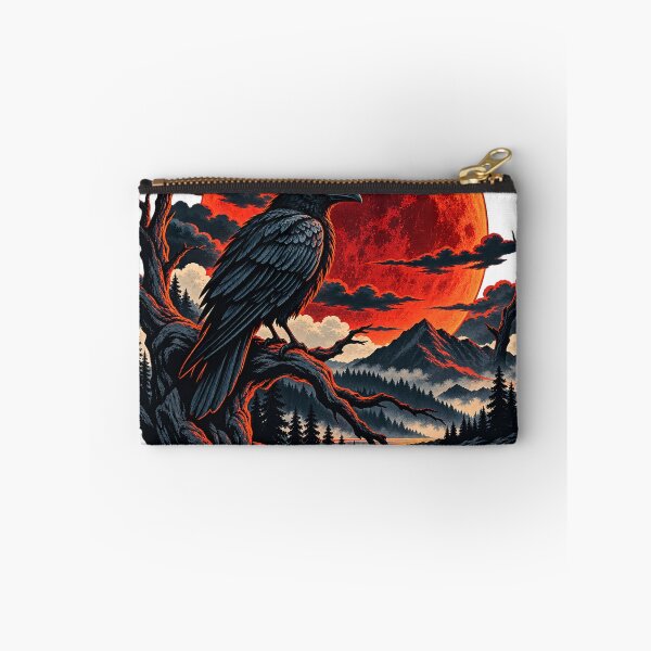 Item preview, Crimson Eclipse – Black Raven Silhouette Against a Fiery Red Moon designed and sold by GingaArt.
