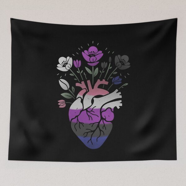 Item preview, Genderfluid Floral Heart LGBT Pride Flag designed and sold by Clara Hollins.