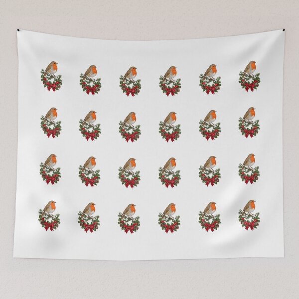 Item preview, Christmas Robin with Holly and Velvet Bow designed and sold by Krasawcew.