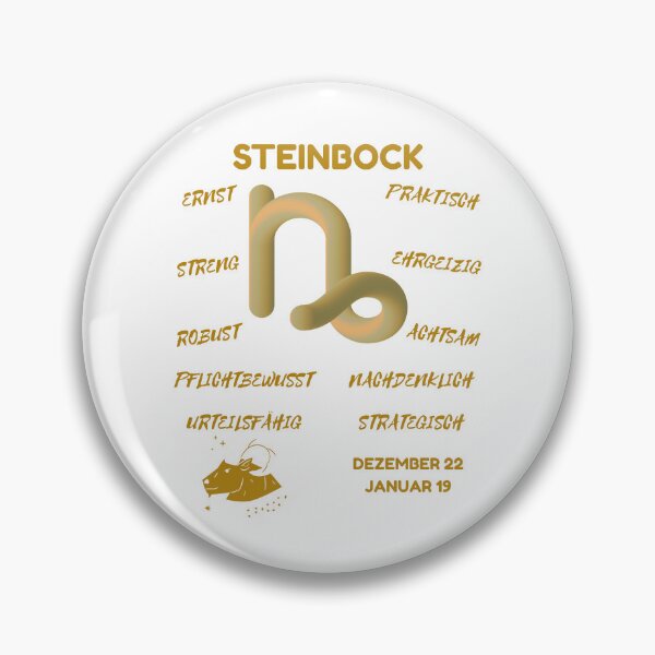Item preview, Steinbock Zodiac Sign Astrology Symbol Horoscope - Metallic Gold & White (German Version) designed and sold by ZODIARA.
