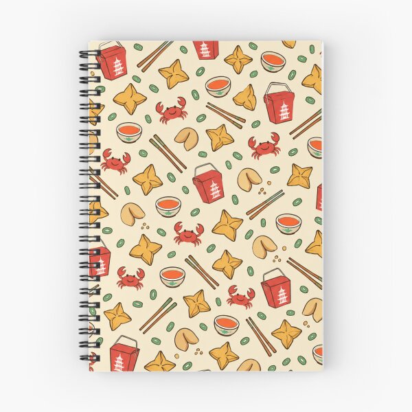 Item preview, Crab Rangoon Retro Food Pattern | Chinese Takeout Fried Wontons, Fortune Cookies and Little Crabs designed and sold by StickyGuys.