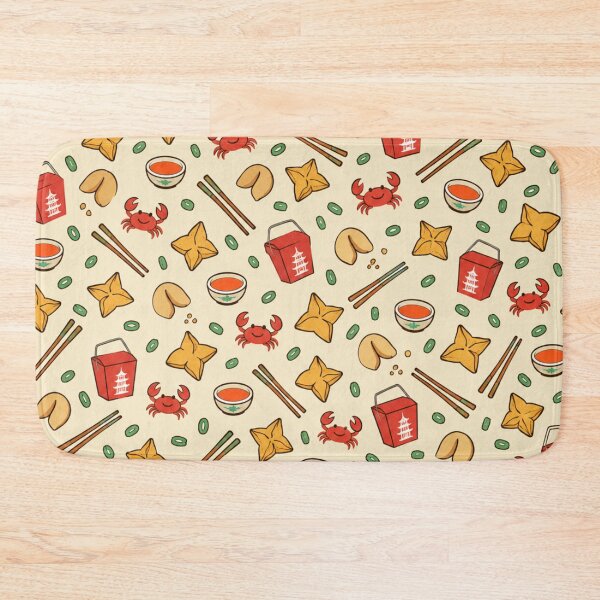 Item preview, Crab Rangoon Retro Food Pattern | Chinese Takeout Fried Wontons, Fortune Cookies and Little Crabs designed and sold by StickyGuys.