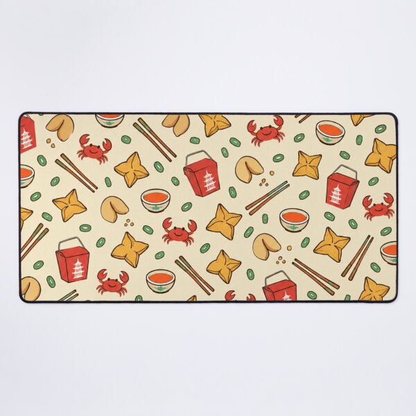 Item preview, Crab Rangoon Retro Food Pattern | Chinese Takeout Fried Wontons, Fortune Cookies and Little Crabs designed and sold by StickyGuys.
