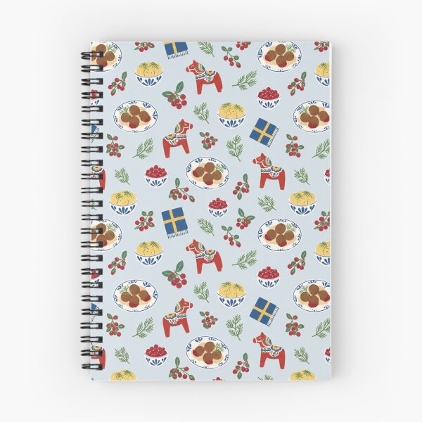 Item preview, Swedish Meatball Pattern | Scandinavian Dinner with Lingonberries, Dill and Dala Horses designed and sold by StickyGuys.