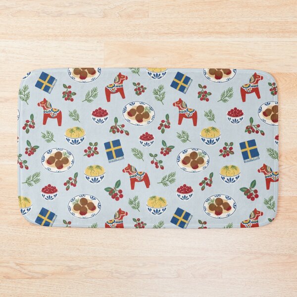 Item preview, Swedish Meatball Pattern | Scandinavian Dinner with Lingonberries, Dill and Dala Horses designed and sold by StickyGuys.