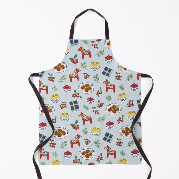 Item preview, Swedish Meatball Pattern | Scandinavian Dinner with Lingonberries, Dill and Dala Horses designed and sold by StickyGuys.