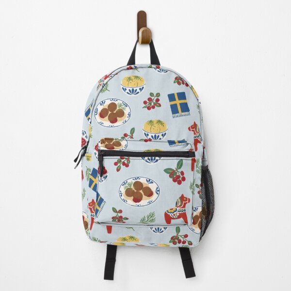 Item preview, Swedish Meatball Pattern | Scandinavian Dinner with Lingonberries, Dill and Dala Horses designed and sold by StickyGuys.
