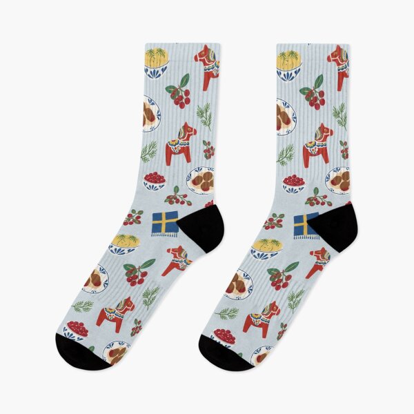 Item preview, Swedish Meatball Pattern | Scandinavian Dinner with Lingonberries, Dill and Dala Horses designed and sold by StickyGuys.