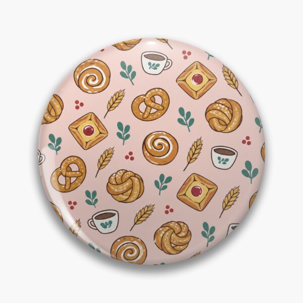 Item preview, Danish Pastry Bakery Pattern | Cinnamon Snails, Custard Danishes and Cardamom Buns on Pink designed and sold by StickyGuys.