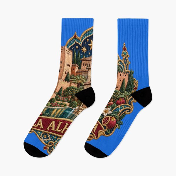 Item preview, Alhambra Granada Embroidery Art – Moorish Palace, Spanish Gardens & Golden Stars designed and sold by Emoji Emblems.