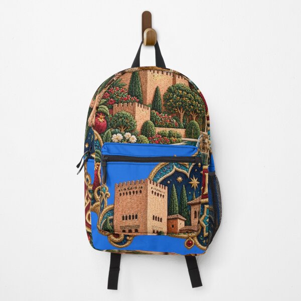 Item preview, Alhambra Granada Embroidery Art – Moorish Palace, Spanish Gardens & Golden Stars designed and sold by Emoji Emblems.
