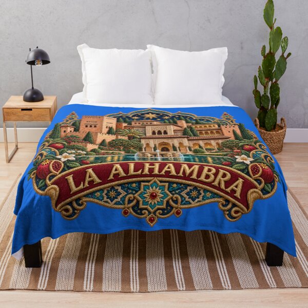 Item preview, Alhambra Granada Embroidery Art – Moorish Palace, Spanish Gardens & Golden Stars designed and sold by Emoji Emblems.