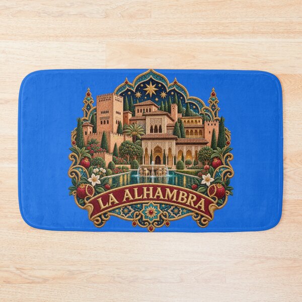 Item preview, Alhambra Granada Embroidery Art – Moorish Palace, Spanish Gardens & Golden Stars designed and sold by Emoji Emblems.