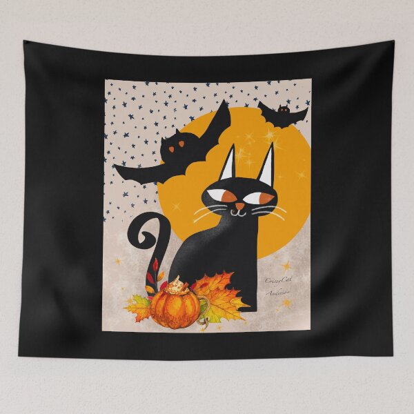 Item preview, Holloween Black Cat with Bats under the Full Moon designed and sold by NC NatureVisions.