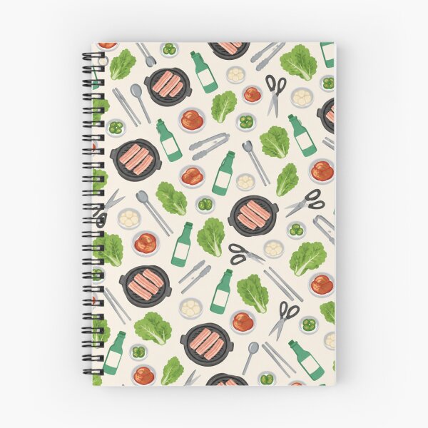 Item preview, Korean BBQ Pattern | Samgyeopsal Grill, Kimchi, Lettuce Wraps and Soju Bottles designed and sold by StickyGuys.