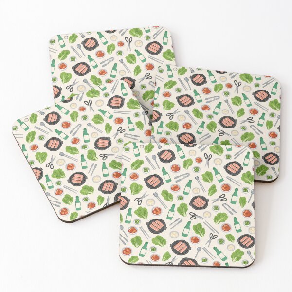 Item preview, Korean BBQ Pattern | Samgyeopsal Grill, Kimchi, Lettuce Wraps and Soju Bottles designed and sold by StickyGuys.
