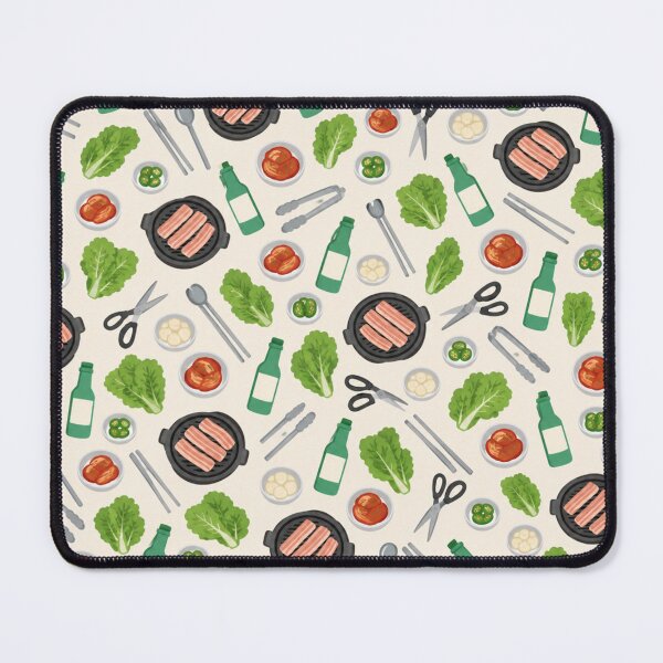 Item preview, Korean BBQ Pattern | Samgyeopsal Grill, Kimchi, Lettuce Wraps and Soju Bottles designed and sold by StickyGuys.