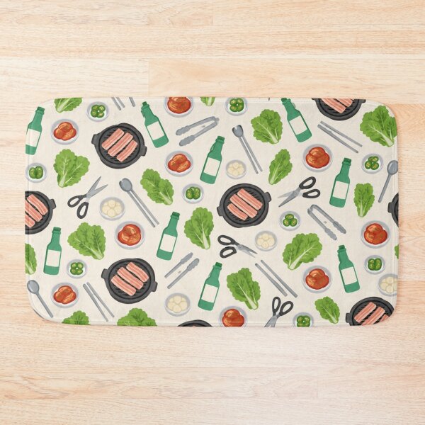 Item preview, Korean BBQ Pattern | Samgyeopsal Grill, Kimchi, Lettuce Wraps and Soju Bottles designed and sold by StickyGuys.