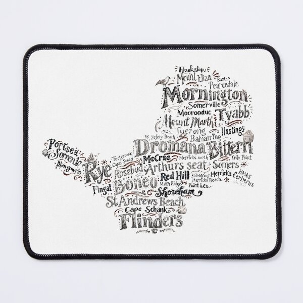Item preview, Mornington Peninsula word cloud map designed and sold by Jenny Wood.
