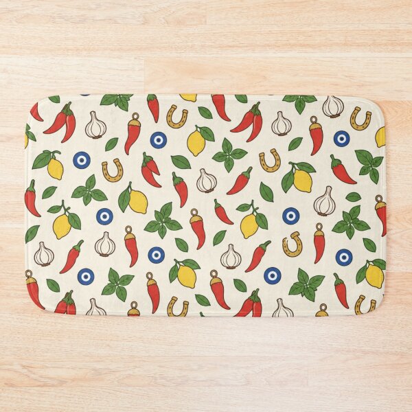 Item preview, Italian Horn Good Luck Pattern | Red Cornicello Charms, Lemons, Chili Peppers and Basil designed and sold by StickyGuys.