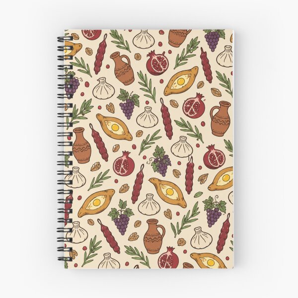 Item preview, Georgian Food Pattern | Khachapuri, Khinkali, Churchkhela and Pomegranates designed and sold by StickyGuys.
