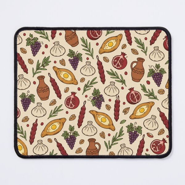 Item preview, Georgian Food Pattern | Khachapuri, Khinkali, Churchkhela and Pomegranates designed and sold by StickyGuys.