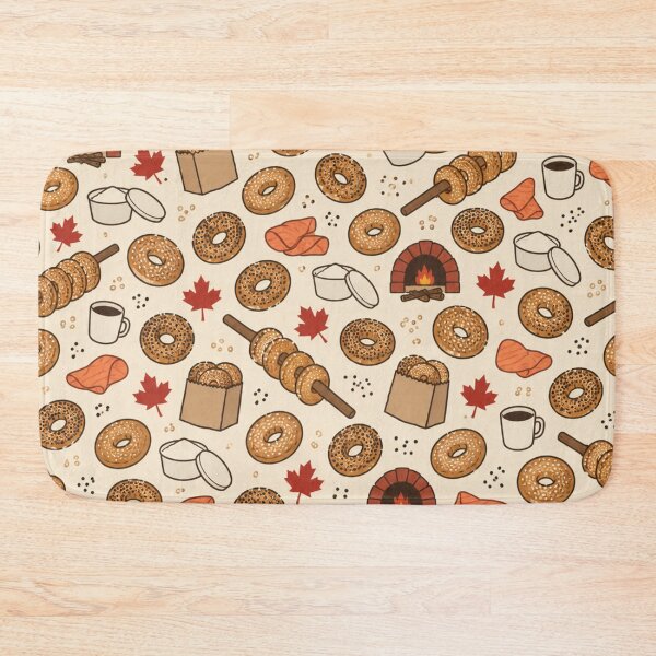 Item preview, Montreal Bagel Pattern | Sesame Bagels on Wooden Peels, Wood Fired Oven and Maple Leaves designed and sold by StickyGuys.
