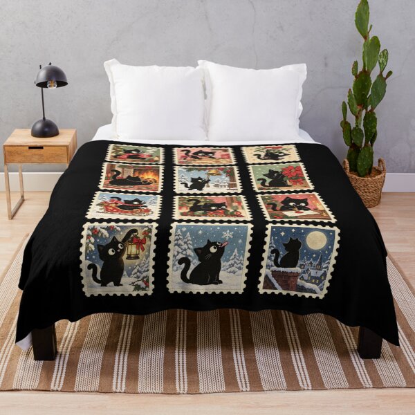 Item preview, Black Cat Christmas – Vintage Postage Stamp Collection designed and sold by AMICO77.