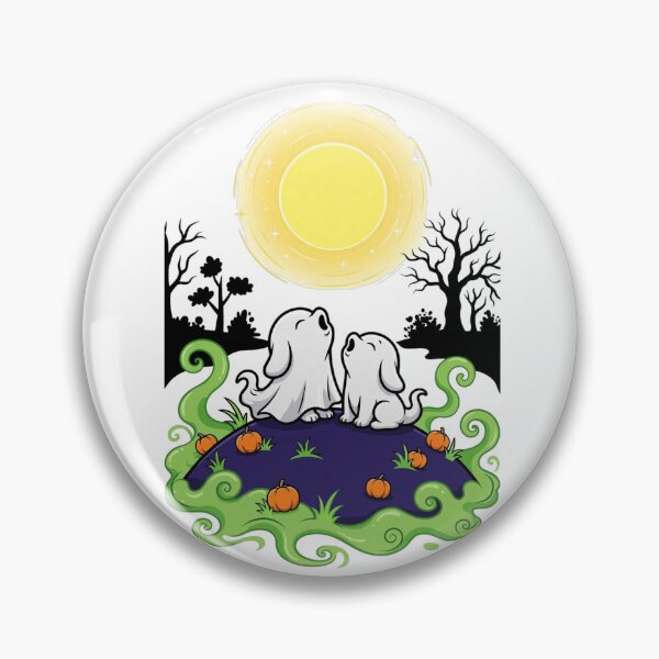 Artikelvorschau, Ghost Puppies Howling Moon Spooky Halloween Tee entworfen und verkauft von Hernouf Smail.