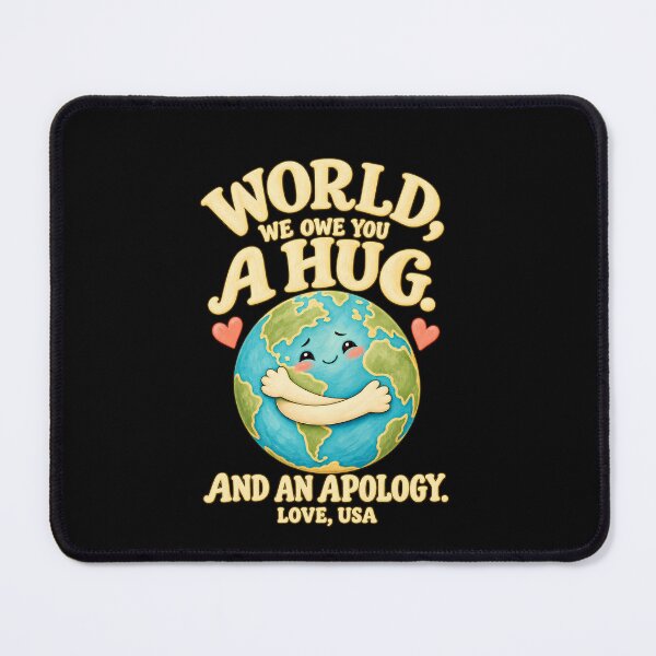 Item preview, World We Owe You a Hug and an Apology USA Humor designed and sold by AwakenedSoul.