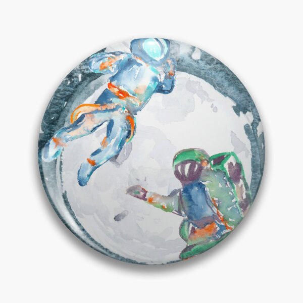 Item preview, Two Astronauts Stranded: Watercolor Moon Phases designed and sold by FaireWaveArt.