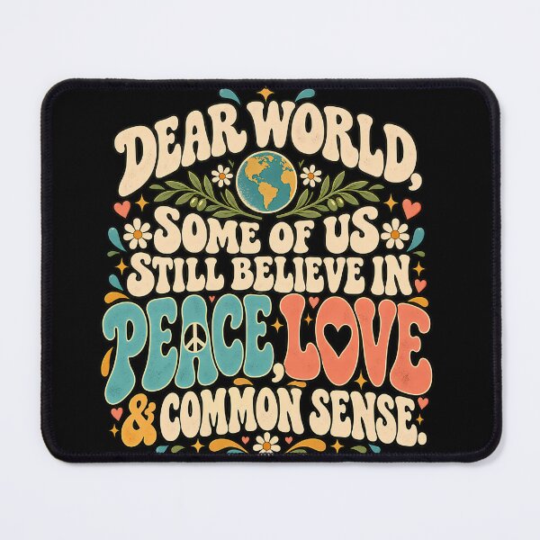 Item preview, Peace Love and Common Sense Dear World Retro Floral designed and sold by AwakenedSoul.