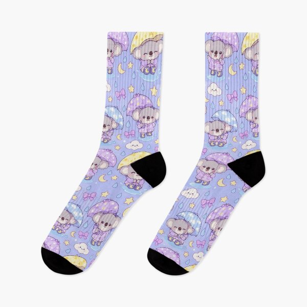 Item preview, Kawaii Rainy Day Koala with Moon Rain Boots Lavender Pastel Pattern designed and sold by Soft Berry Studio.
