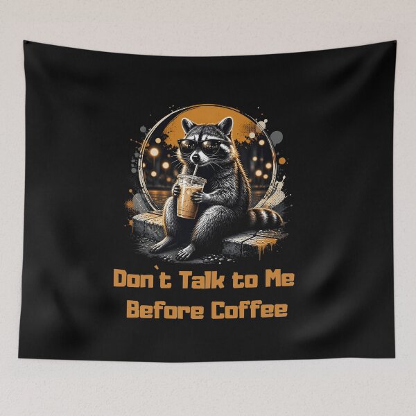 Item preview, Raccoon Drinking Ice Coffee designed and sold by MalwasBasket.
