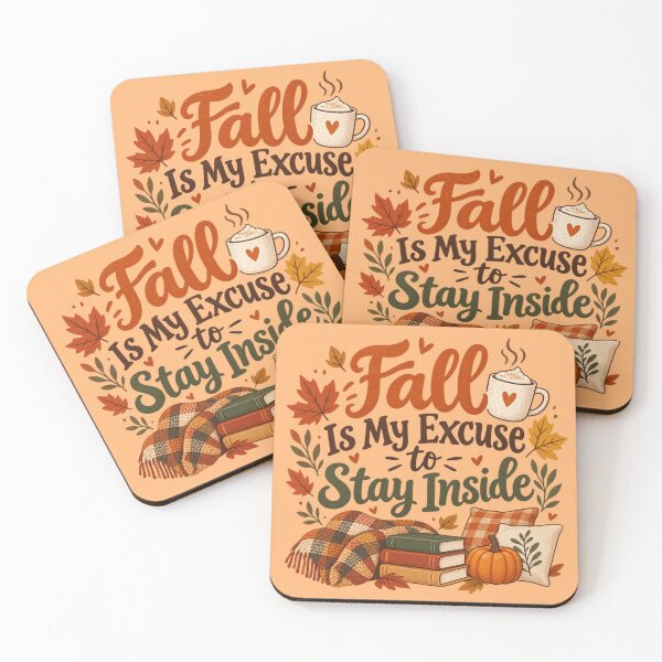 Item preview, Fall Is My Excuse to Stay Inside – Funny Cozy Autumn Coffee and Book Lover Design designed and sold by Everleaf Studio.