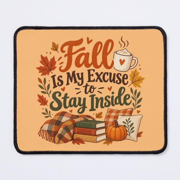 Item preview, Fall Is My Excuse to Stay Inside – Funny Cozy Autumn Coffee and Book Lover Design designed and sold by Everleaf Studio.