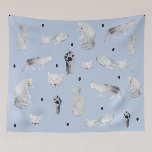 Item preview, Continuous pattern of cats in watercolor designed and sold by ElizabethCoelho.