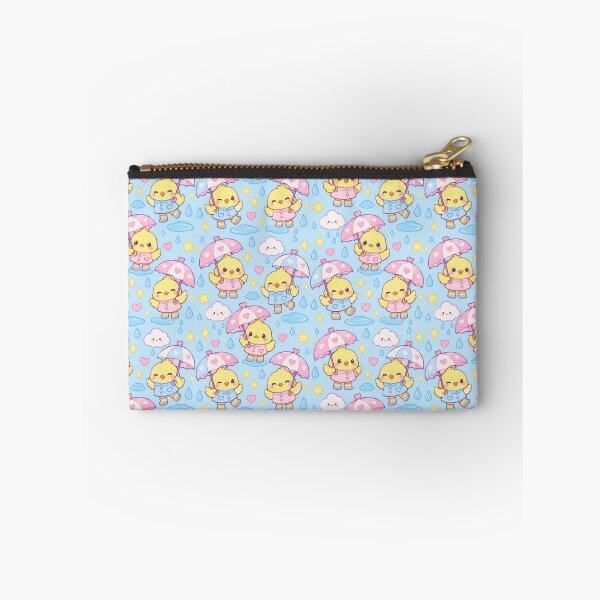 Item preview, Kawaii Rainy Day Baby Chick with Rainbow Rain Boots Blue Pastel Pattern designed and sold by Soft Berry Studio.
