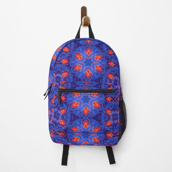 Item preview, Psychedelic Bug Kaleidoscopic Pattern – Vibrant Blue and Red Insect Mandala designed and sold by Kendica.