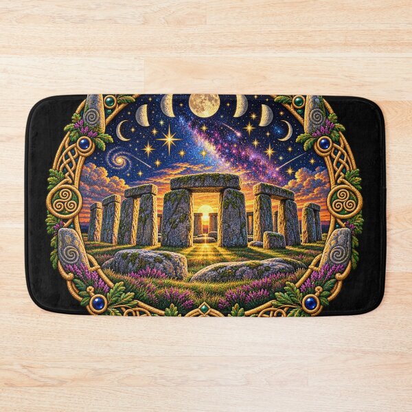 Item preview, Stonehenge Embroidery Art – Starry Night, Moon Phases & Celtic-Inspired Design designed and sold by Emoji Emblems.